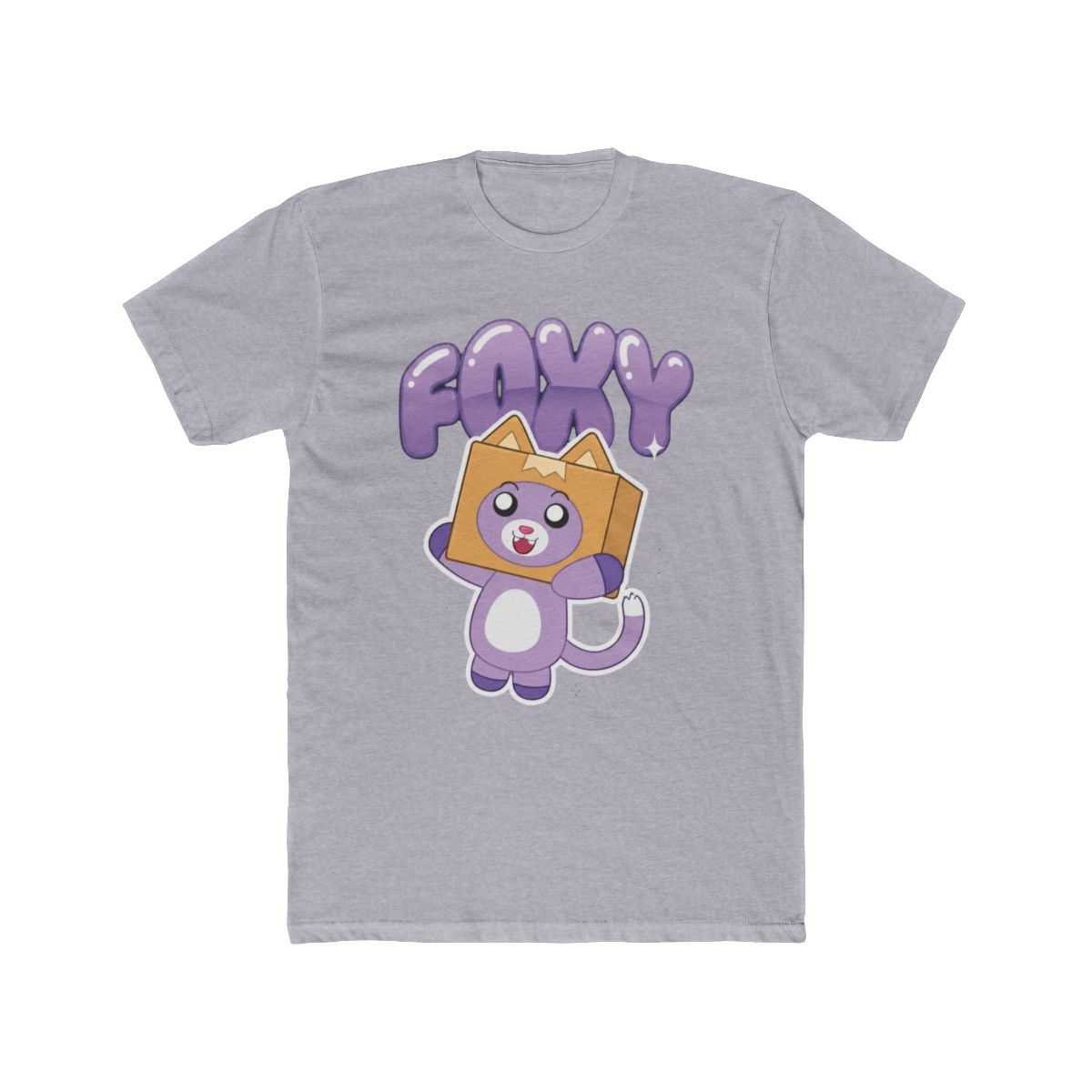 Lanky Box Glittering Foxy With Bubbly Text Youth Navy Crew Neck Short Sleeve Tee | Blue Box - alternate angle 4, merchandise